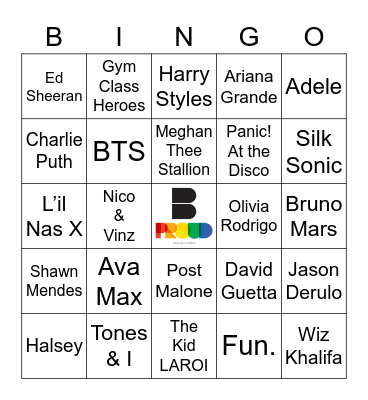 RECENT POP! Bingo Card