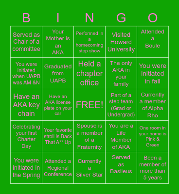 BINGO WITH ALPHA RHO Bingo Card