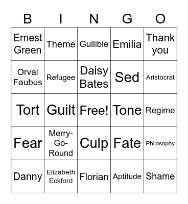 Semester Test Review 2022 Bingo Card