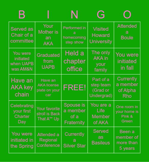 BINGO WITH ALPHA RHO Bingo Card