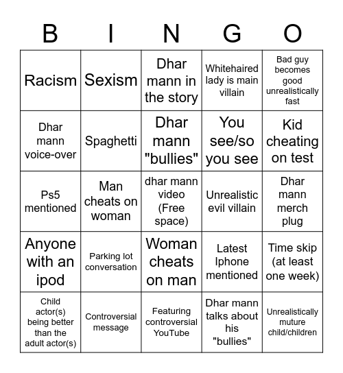 Dhar dhar bings Bingo Card