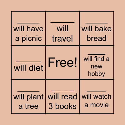 What WILL you do this summer? Bingo Card