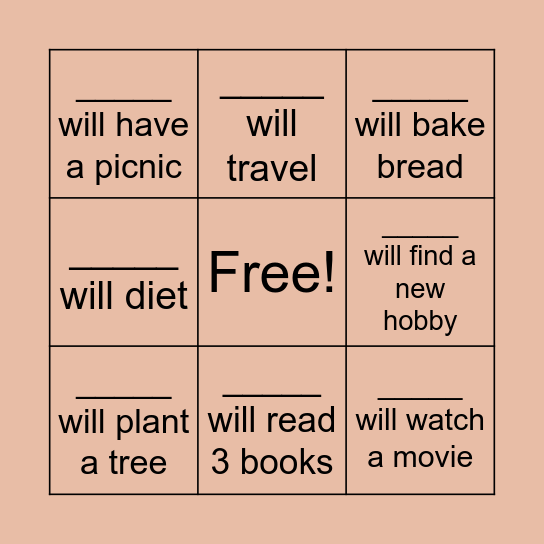 What WILL you do this summer? Bingo Card