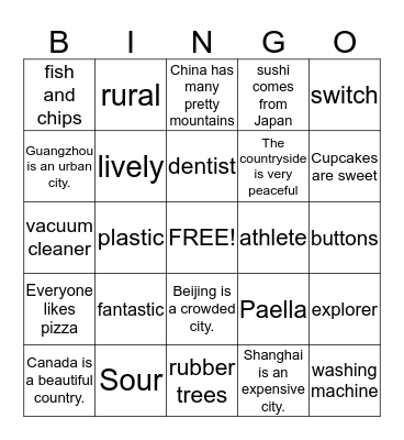 Everything you have learned so far! Bingo Card
