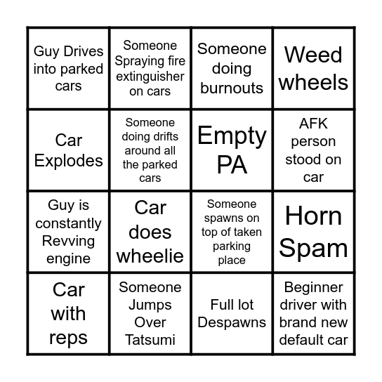 Tatsumi Bingo Card