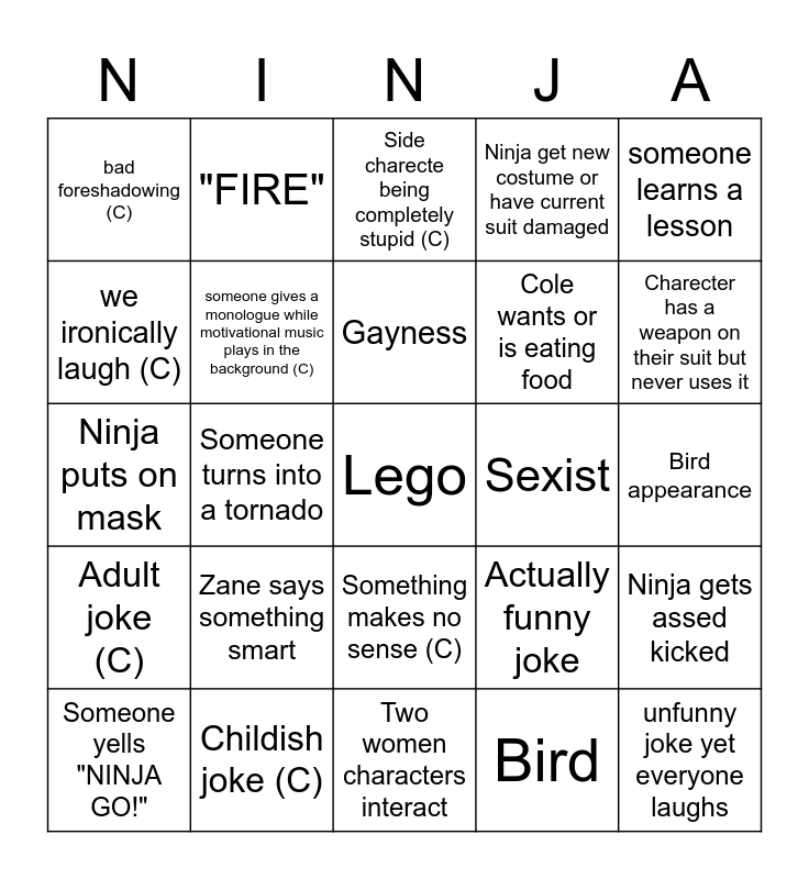 Ninjago Bingo Card (Season 4) Bingo Card