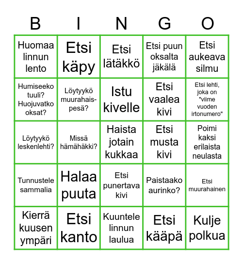 Kevättä metsässä Bingo Card