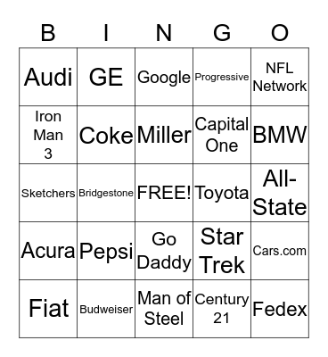 Super Bowl Bingo Card