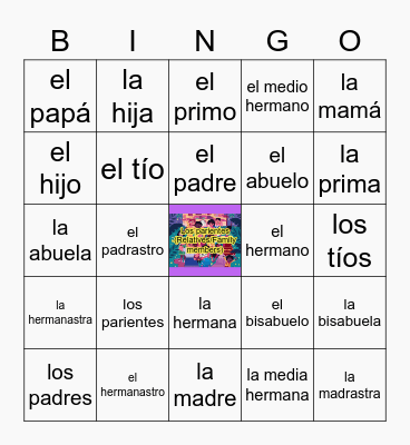 Vocabulario: Los parientes I Bingo Card