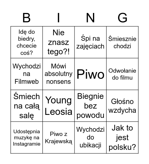 Kuba Bingo Card