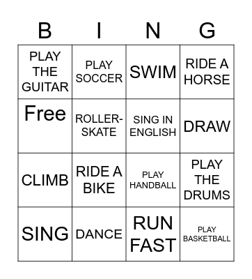 BE Bingo Card