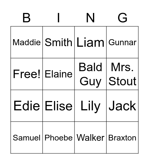 Mrs. Stout's 2021-2022 Crew Bingo Card