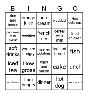 Que vas a comer? Bingo Card