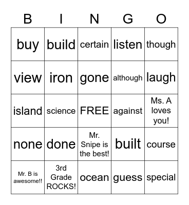 SIGHT WORDS Bingo Card