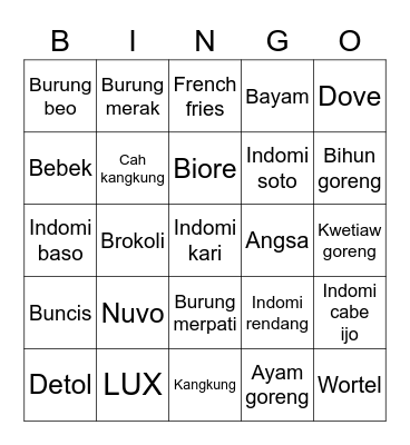Bingo kak Noe - Artisteunji Bingo Card