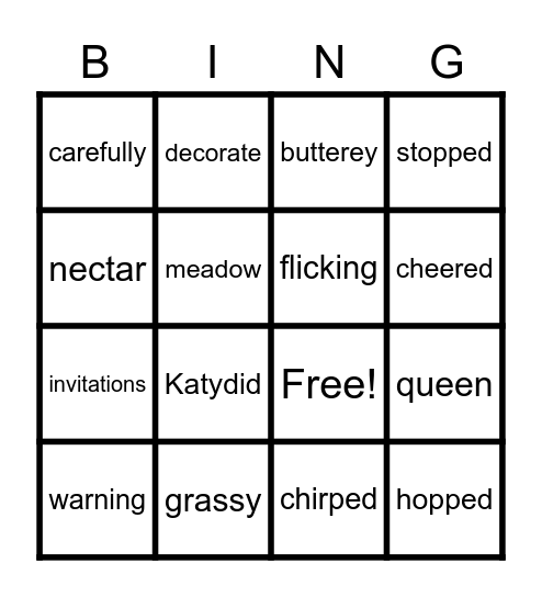 G. Hopper's Summer Fun Bingo Card