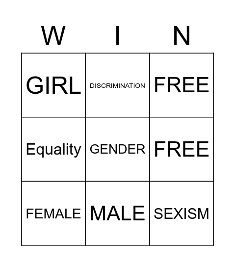 Sexism Bingo Card
