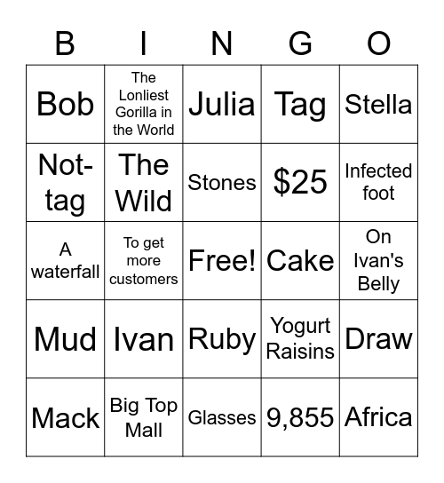 The One and Only Ivan Bingo Card