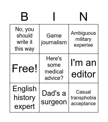 I'm an expert Bingo Card
