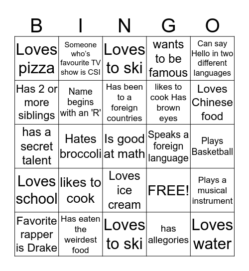 People Bingo Card