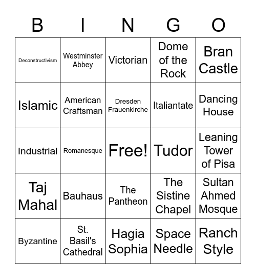 Architecture Bingo Card