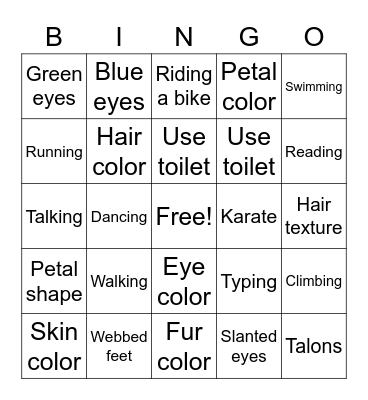 Inherited Traits & Learned Behaviors BINGO Card