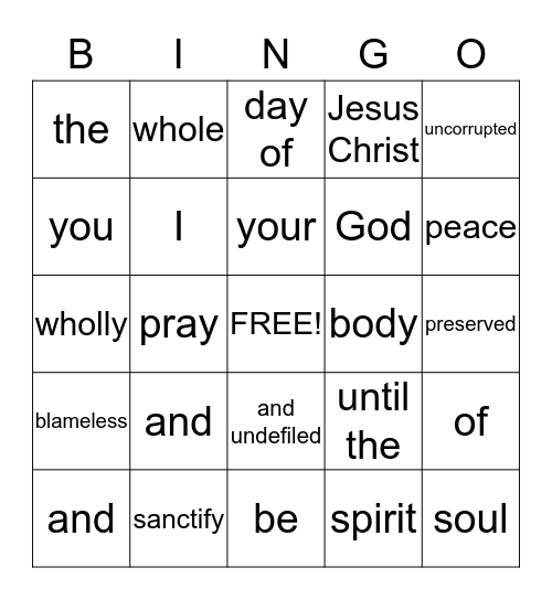 II Thess. 5:24 Bingo Card