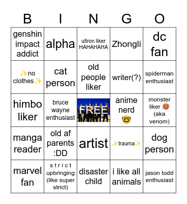 roku bingo bungo Bingo Card