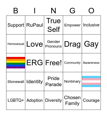 Progressive Pride Bingo Card