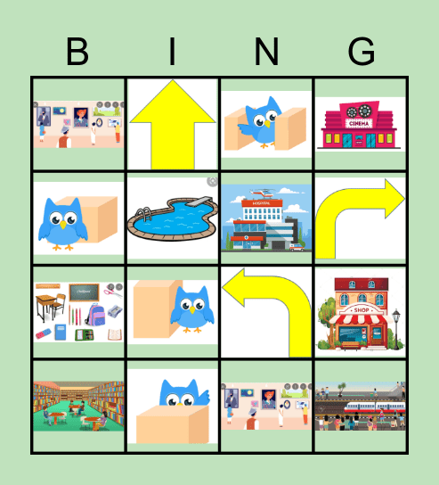 Prepositions & Directions Bingo Card