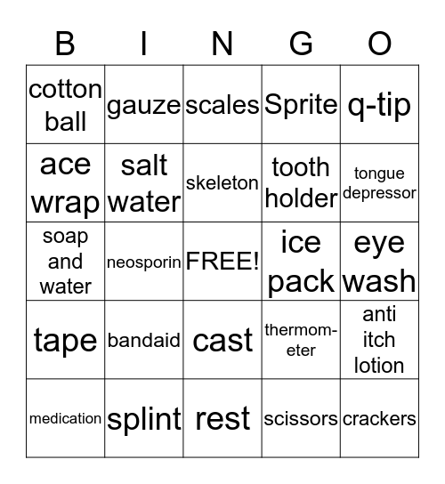 Health Bingo Card