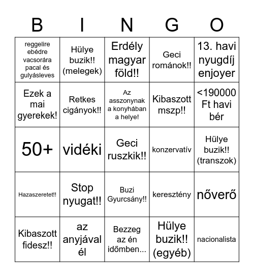 Magyar Állampolgár Bingo Card