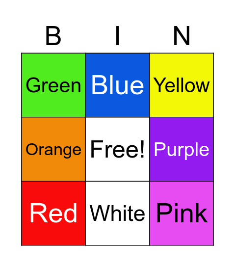 Color Bingo Card