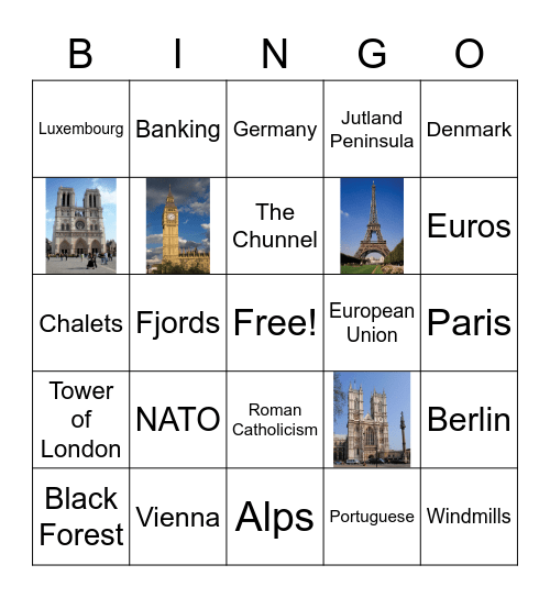 European Countries Bingo Card