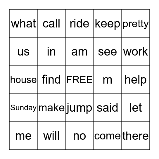 Sight Word Sets 6 - 9 Bingo Card