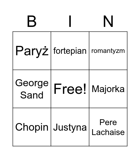 zagadki muzyczne Bingo Card