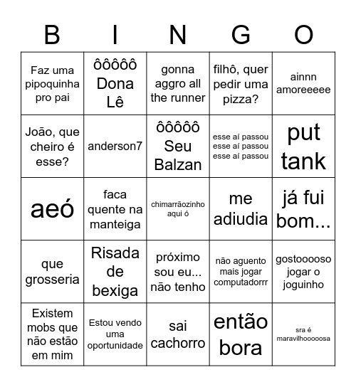 Bingo do Jão Bingo Card