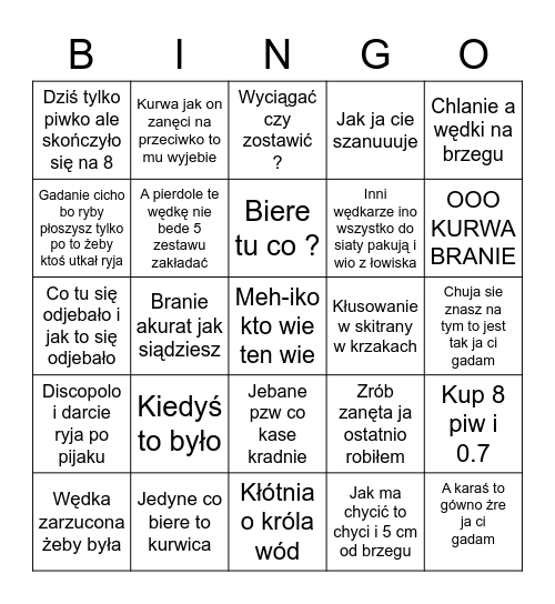 Bingo wędkarskie Bingo Card