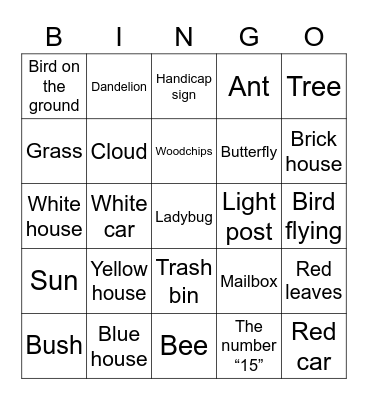 Scavenger Hunt Bingo Card