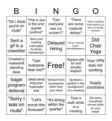 Hybrid Work Bingo Card