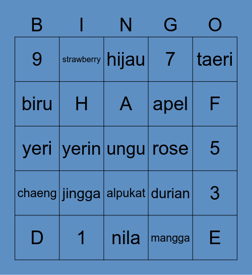 woojoong lagi Bingo Card