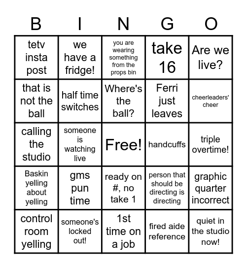 TETV BINGO! Bingo Card