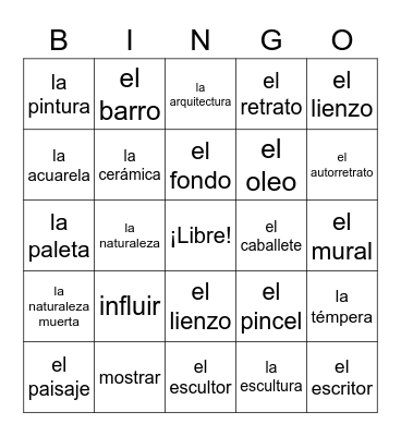 Vocabulario del Arte Bingo Card
