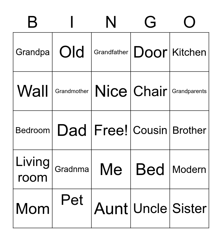 Family bingo Card