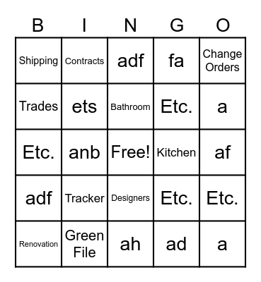 Gateway K+B Bingo Card