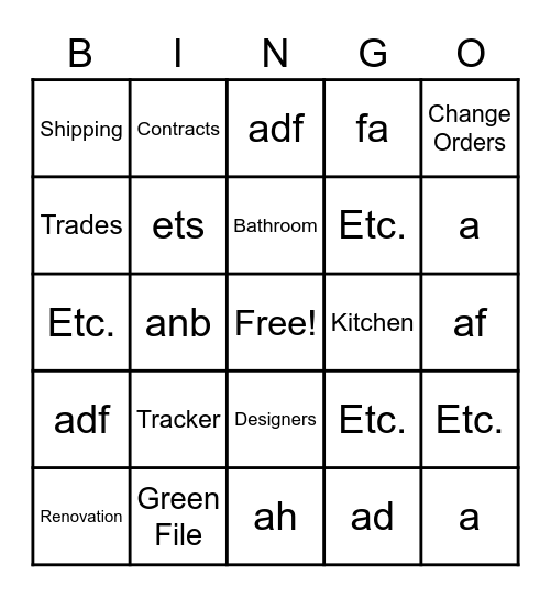 Gateway K+B Bingo Card