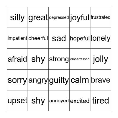 EMOTIONS BINGO Card