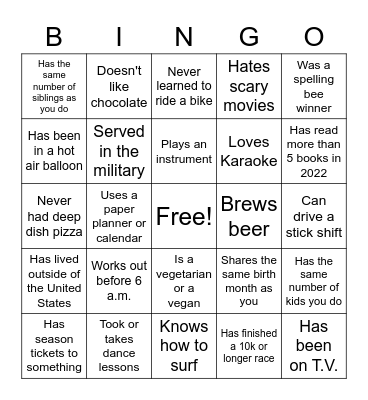 People Bingo Card