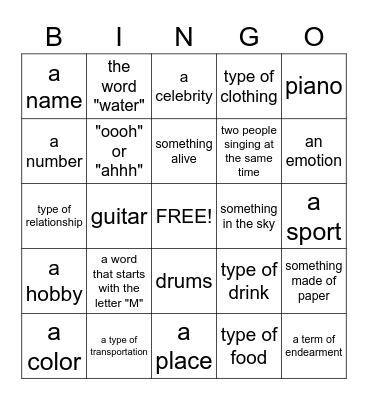 Mindfulness Bingo Card