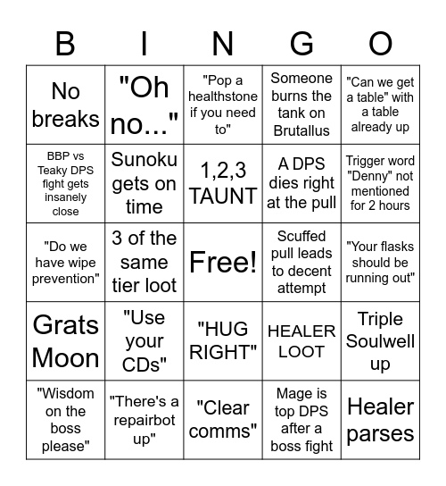 05/19 Honey Badger SWP Bingo Card